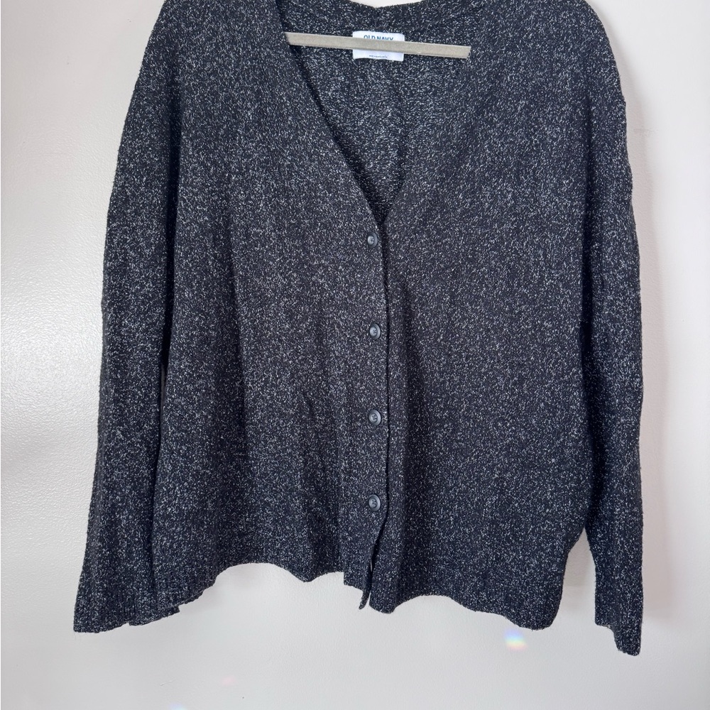 Old Navy Charcoal Cardigan Sweater speckled XL